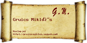Gruics Miklós névjegykártya