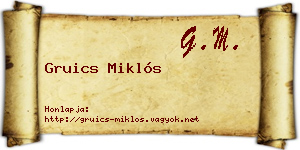 Gruics Miklós névjegykártya